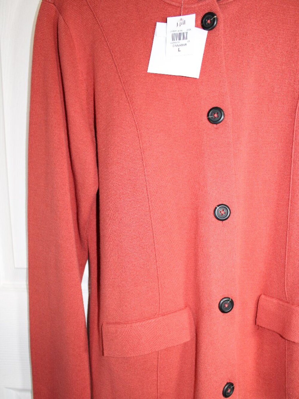 NWT J.Jill Cinnabar Colored Button-Front Closure Blazer Cardigan - Picture 3 of 14
